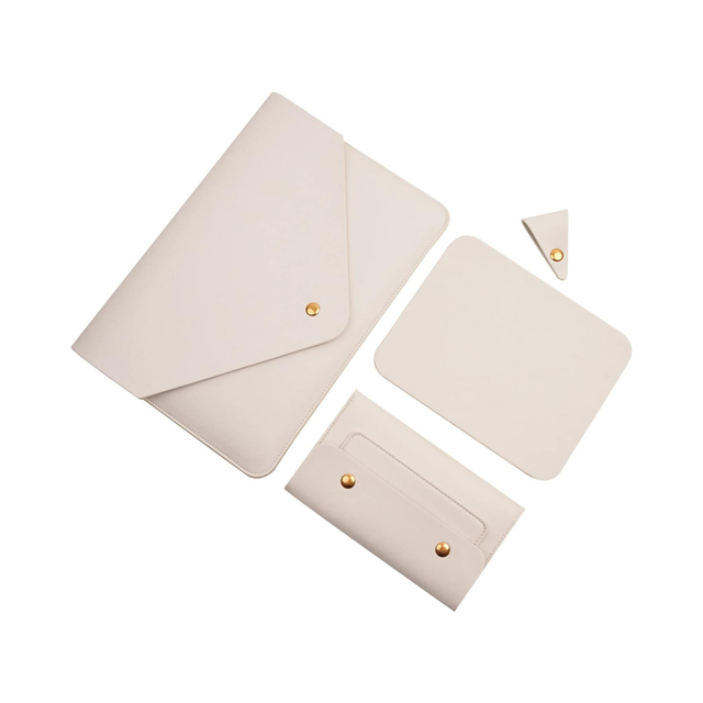 Laptop Sleeve PU Leather Excellent Quality Envelope Design With Small Pouch Mouse Pad Cord Organizer Laptop Sleeve
