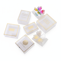Boîte transparente carrée et rectangulaire en PET écologique pour bonbons, chocolats, aliments, cadeaux de mariage avec dorure à chaud et gaufrage