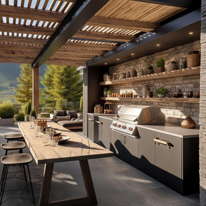 Mobili da <span class=keywords><strong>Cucina</strong></span> Modulari di Lusso in Acciaio Inox con Lavello, Design Moderno, <span class=keywords><strong>Dimensioni</strong></span> Personalizzabili, Finitura Laccata Lucida - Product Image 2