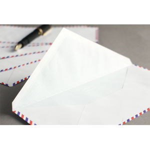 Enveloppe baroniale auto-adhésive blanche de 110*220 mm pour courrier aérien avec bordure rouge et bleue, enveloppe en sinamay - Product Image 3