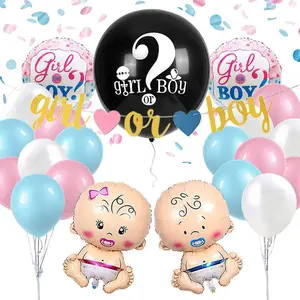 Gender Reveal Party Supplies Kit Baby Reveal Decorations Including Boy Or Girl Banner/Balloon For Gender Reveal