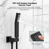Ensemble complet de douche à eau chaude froide à double fonction-Combo pluie/main haute pression noir avec robinet étanche