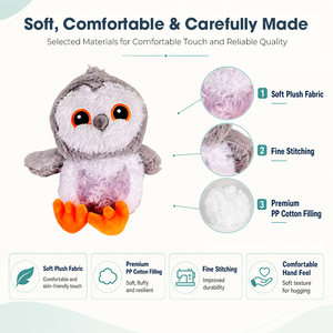 <span class=keywords><strong>Peluche</strong></span> Gufo Grigio con Grandi Occhi, Giocattolo Morbido per Arredamento Casa e Regalo Speciale per Amanti degli Uccelli, Alta Qualità Premium - Product Image 3