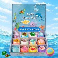 Bombes de bain écologiques pour enfants, lot de 12, 60g chacune, avec jouet animal marin, parfum naturel, hydratantes et nourrissantes pour la peau