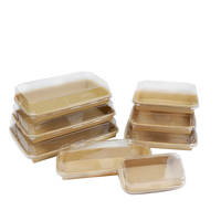 Ecologische wegwerpverpakkingen van 500ml, recyclebaar, biologisch afbreekbaar, geschikt voor de magnetron, met deksel, van kraftpapier, voor fastfood, snacks en lunch.