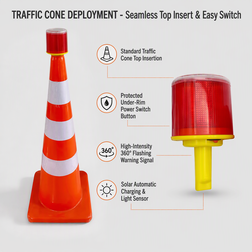 Solar Powered LED Traffic Light Strobe Warning Light with High ...