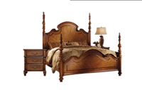 Lit en bois massif antique avec décorations sculptées pour chambre principale, lit double taille 1,8 mètres