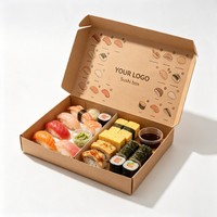 Boîte à bento sushi personnalisée en gros, emballage alimentaire Omakase de haute qualité, boîte à lunch en papier, emballage sushi à l'encre de soja