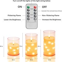 Ensemble de bougies LED sans flamme populaires en verre transparent, à piles, avec cire de paraffine blanche, effet flamme 3D réaliste et télécommande