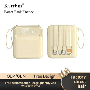Nouvelle arrivée, mini batterie externe en plastique K19, câble intégré type C, 10 000 mAh, charge rapide, affichage numérique, vente en gros, cadeau personnalisé - Product Image 4
