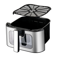 Friteuse à air chaud numérique 8L carrée en acier inoxydable à double panier, antiadhésive, nettoyage facile, air chaud à 360°, contrôle tactile, double chauffage, usage domestique