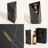 Boîte à whisky personnalisée en forme de prisme triangulaire, boîte rigide de forme spéciale avec feuille d'or, emballage vertical pour bouteille de whisky single malt