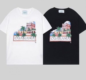 T-shirt décontracté et tendance en pur coton pour hommes et femmes, haut polyvalent imprimé à manches courtes Casablan - Product Image 1