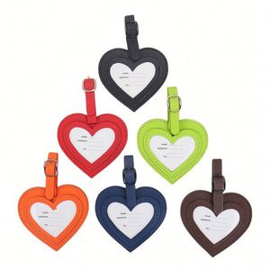 Étiquette de bagage en PU haut de gamme, motif cœur simple, tendance, pour l'identification des sacs, anti-perte, pour le voyage transfrontalier - Product Image 4