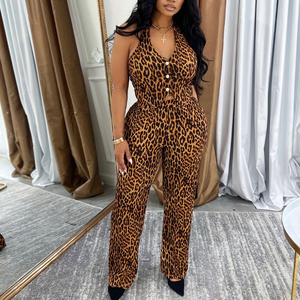 Ensemble 2 pièces pantalon ample imprimé léopard sexy et élégant pour femme - Nouvelle collection mode - Product Image 2