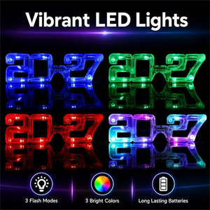 Occhiali LED Lampeggianti Party Dots 2027 - Materiale Plastico per Uso Interno, Accessori per Cabine Fotografiche per Lauree e <span class=keywords><strong>Capodanno</strong></span> - Product Image 2