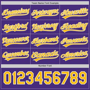 Custom Purple Yellow Baseball Jersey Short Sleeve Personalized Unisex Breathable Button <b>Down</b> Team Name Yourteams 00 - Product Image 3