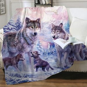 Snowy Forest Valley Wolf Pack Flannel Blanket Throw Blanket Nap Blanket Cozy Warm Super Soft for Travel <b>Camping</b> Custom Print - Product Image 3