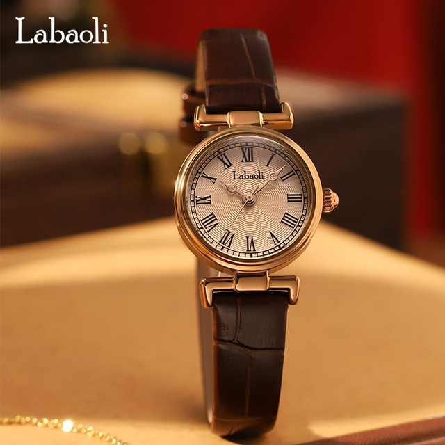 Women's Quartz Movement Alloy Case Glass Dial Waterproof Leather Strap Business Style Pointer Dial Wristwatch