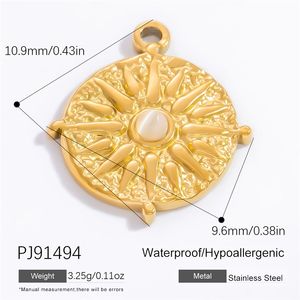 Colgante <span class=keywords><strong>de</strong></span> <span class=keywords><strong>Estrella</strong></span> <span class=keywords><strong>de</strong></span> Seis <span class=keywords><strong>Puntas</strong></span> Circular Hecho a Mano con Piedra Natural, Chapado en Oro <span class=keywords><strong>de</strong></span> 18K, Dijes <span class=keywords><strong>de</strong></span> Acero Inoxidable, Joyería <span class=keywords><strong>de</strong></span> Moda - Product Image 4