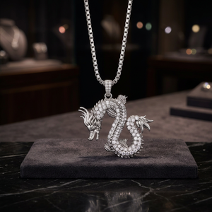 Collar con Colgante de Dragón Personalizado con Diamantes CZ AAA, Estilo Hip Hop, Chapado en Oro Blanco, Joyería Personalizada de Fábrica para Hombre - Product Image 2