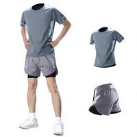Ensemble de sport pour hommes, marathon, professionnel, été, short à manches courtes, équipement, séchage rapide, léger, 100% nylon