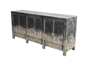 שאבי שיק צבוע יבש בסגנון wabisabi במצוקה סגנון wabisabi טבוע עץ שחור שש דלתות - Product Image 6