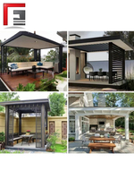 Pavillon de jardin en aluminium pour usage commercial, café, restaurant, bar, terrasse, pergola, auvent, abri