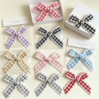 Nœud papillon personnalisé en dentelle à carreaux pour accessoires de cheveux, décoration de chaussettes de robe pour filles, nœud en ruban de polyester écologique pour Noël