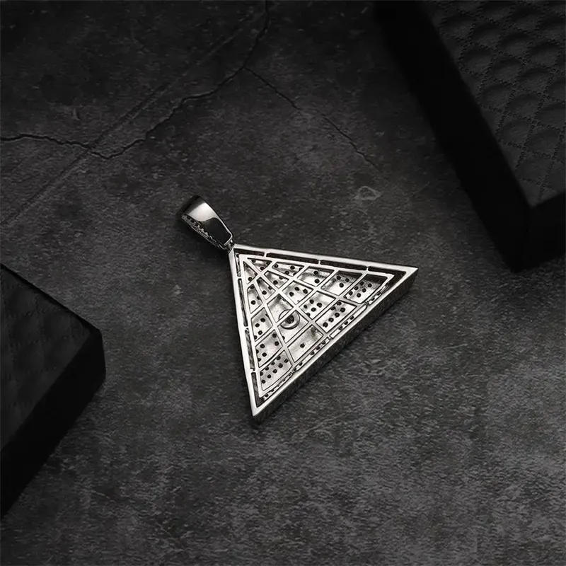 Iced Out Lab Diamonds Pyramid Eye of faraone triangolo con collane gioielli di moda catena Moissanite per uomo e ciondoli