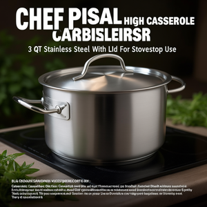 Casseruola alta Chef Classic da 3 Qt in acciaio inossidabile con coperchio per uso su piano cottura - Product Image 3