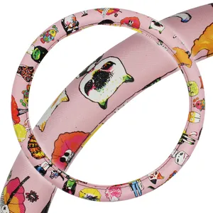 Automotive Interior Accessories Universal Cute Soft PVC Animal Cartoon Pink Steering Wheel Covers