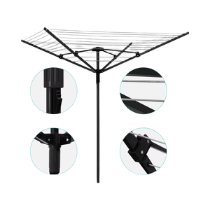 Heavy Duty 45m negro y gris rotatorio línea de lavado al aire libre tierra Spike cubierta plegable ropa Airer ABS organizador de ropa - Product Image 4