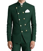 Ensemble de costume pour homme en marron avec col mandarin, boutons dorés asymétriques, Jodhpuri Bandhgala, tenue de mariage formelle, ensemble 2 pièces