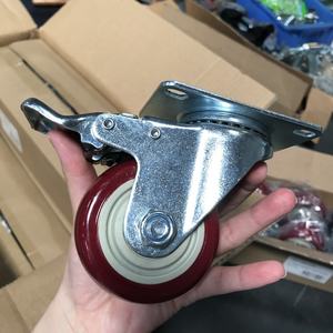 Roda resistentes do rolamento único da esfera do pvc do freio 100 milímetros vermelho com placa superior do oem banhado zinco - Product Image 4