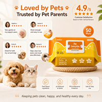 Lingettes nettoyantes pour animaux de compagnie de marque personnalisée, désodorisantes, épaisses, humides, pour le nettoyage quotidien des chats et des chiens, lingettes pour les pattes, le corps et le derrière