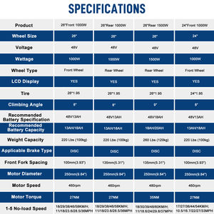 26in N001 1000W 350W Kenda Aluminum Frame Shimano Derailleur Disc Brake 60km Range - Product Image 4