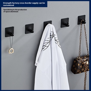 Bắc Âu Sáng Tạo Màu Đen Kim Loại Áo Móc Không Gian Nhôm Móc Đơn Cho Tường Mới Đấm Miễn Phí Thiết Kế Lớn Móc Cho Nhà Bếp Giẻ - Product Image 3