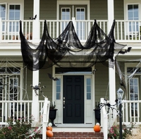Grande toile de gaze noire pour décoration d'Halloween, maison hantée, tissu en maille moderne à suspendre pour costumes et accessoires