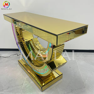 Table console en diamant miroir doré LED <span class=keywords><strong>pour</strong></span> salon, hôtel, mariage - Product Image 3