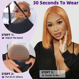 วิกผมแท้แบบไม่ต้องใช้กาว  พร้อมถอนขนและตัดแต่ง<span class=keywords><strong>ทรง</strong></span>แล้ว  ตัวอย่างลูกไม้ HD 5x5  <span class=keywords><strong>ทรง</strong></span>บ๊อบ  ไม่ต้องใช้กาว  สีบลอนด์  ถอนขนและตัดแต่งทรงแล้ว  สีน้ำตาลน้ำผึ้ง  30 # - Product Image 5