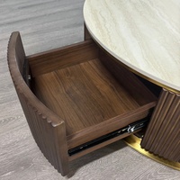 Table basse ronde en bois massif de frêne, style vintage moderne, table d'appoint rustique avec rangement, décorative et écologique pour la maison et le bureau
