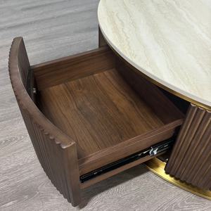 Mesa de Centro Moderna con Marco de Madera de Nogal Marrón y Negro, con Superficie de Piedra Sinterizada y Almacenamiento, KIKA K50 #   Muebles de Salón - Product Image 3