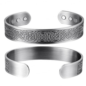 Viking Style <b>Men's</b> Fashion Cuff Bracelets Magnetic Therapy <b>Silver</b> Color - Product Image 1