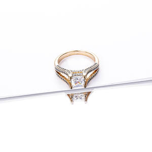 Bague de mariage en or blanc plaqué or 18 carats CM Jewelry Fashion, zircon, or laminé, anillo, coupe princesse, bague bicolore pour femme, cadeau - Product Image 2