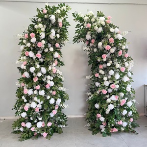 M-HOA027 Bán Hàng Nóng Nhân Tạo Sang Trọng Hoa Vòm Với Sừng Đám Cưới Sừng Hoa Vòm Hoa Màu Đỏ Sừng Vòm Cho Tổ Chức Sự Kiện Trang Trí - Product Image 2