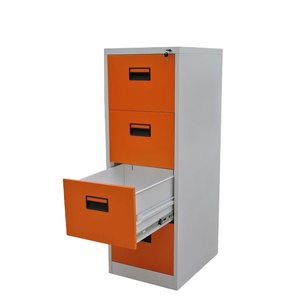 Armoire de classement moderne en acier à 4 tiroirs avec serrure à clé pour bureau et chambre à coucher, rangement en métal gris pour documents - Product Image 5