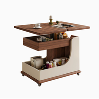 Table basse / table d'appoint pliable réglable en hauteur en bois massif, minimaliste, pour petits appartements / armoire latérale de canapé