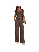 Nouvel ensemble décontracté deux pièces slim pour femme, collection Printemps/Été 2026, manches courtes et pantalon long, tenue de bureau pour femme