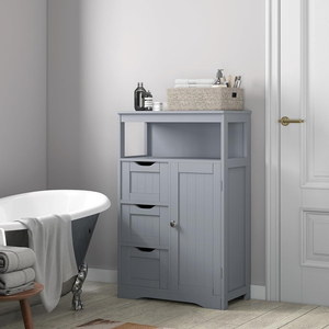 Gabinete de almacenamiento de baño de madera <span class=keywords><strong>Savoy</strong></span> sofisticado Superior Inweto espacio abundante perfecto para el hogar usando blanco/gris - Product Image 5
